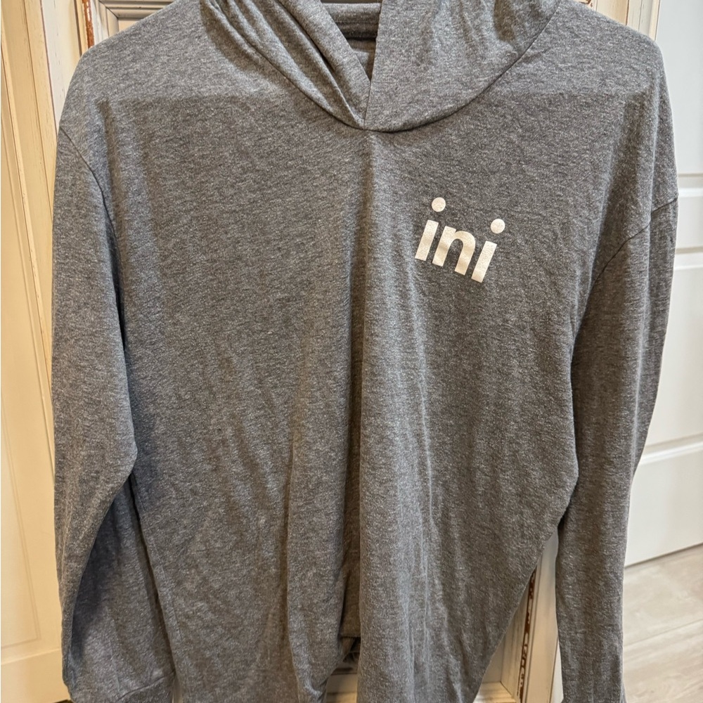 adidas Gray Hooded Crewneck Sweatshirt with White ini Logo